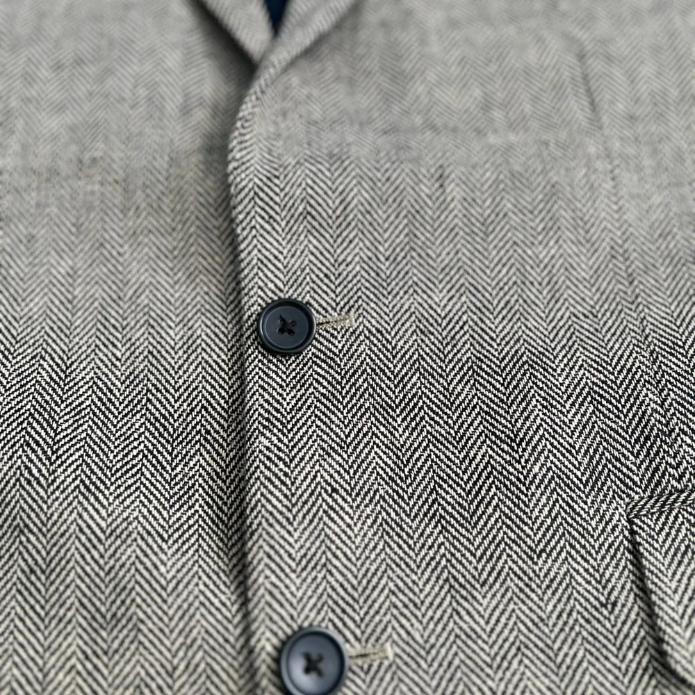 J.CREW Men’s Tweed Blazer in Herringbone Pattern, Brown-Black, Size 42R